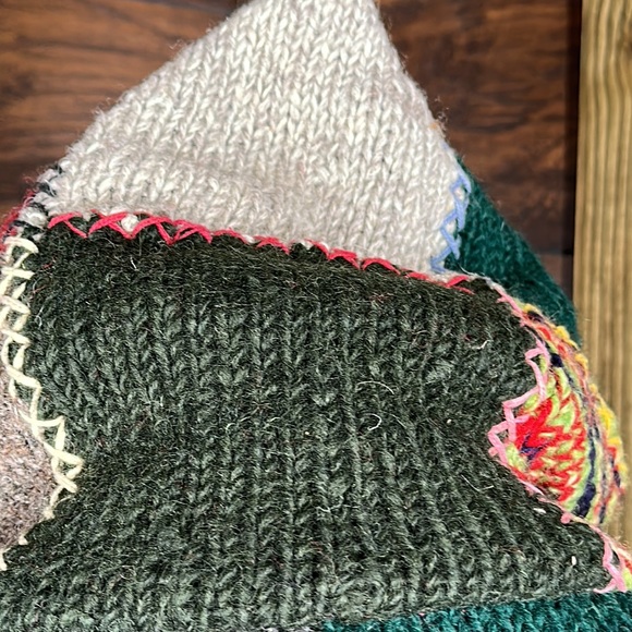 Patchwork boho hippie festival Wool Sweater jacket Chunky Knit Nepal small - Picture 6 of 11